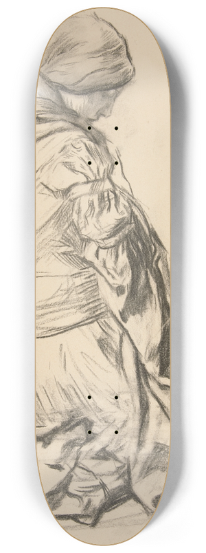 Edwin Austin Abbey - Drapery study for Galahad Departs in The Quest of the Holy Grail mural series at Boston Public Library 8.25 inch art skate deck