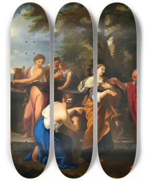 Triptych art skateboard deck of Workshop Of Luigi Garzi Rebecca At The Well by Workshop Of Luigi Garzi (1638-1721)