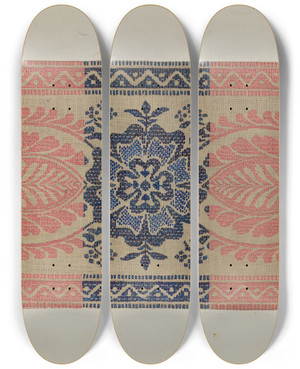 Triptych art skateboard deck of Cornelius Christoffels Coverlet_22 by Cornelius Christoffels (1879-1960)