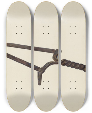 Triptych art skateboard deck of William O Fletcher Trivet by William O Fletcher