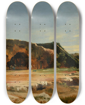Triptych art skateboard deck of Jacquesraymond Brascassat Grotte Du Nymphe Syracuse by Jacques Raymond Brascassat (1804-1867)
