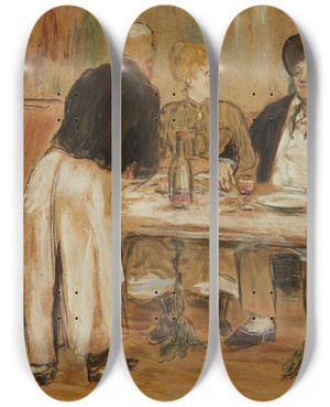 Triptych art skateboard deck of Jean Franois Raffalli Le Provincial Paris by Jean Francois Raffaelli (1850-1924)