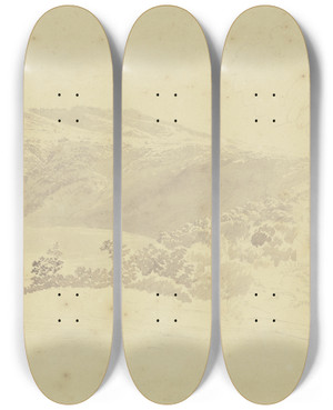 Triptych art skateboard deck of Josef Rebell Blick Auf Den Albanersee by Josef Rebell (1787-1828)