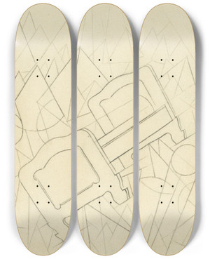 Triptych art skateboard deck of Karl Wiener Mein Altes Bett by Karl Wiener (1901-1949)