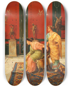 Triptych art skateboard deck of Ettore Forti The Antique Dealer by Ettore Forti (1880-1920)