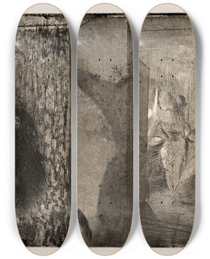 Triptych art skateboard deck of Edgar Degas Actresses In Their Dressing Rooms by Edgar Degas (1834-1917)