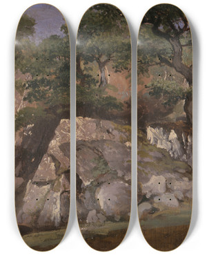 Triptych art skateboard deck of James Arthur Oconnor A View Of The Valley Of Rocks Near Mittlach Alsace_2 by James Arthur Oconnor (1792-1841)