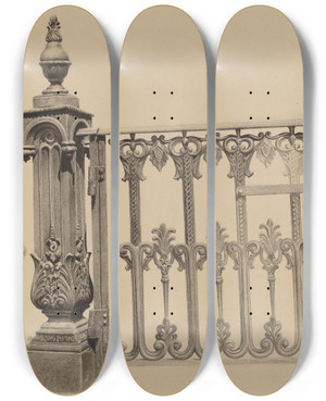 Triptych art skateboard deck of Jerome Hoxie Gate And Gatepost_1 by Jerome Hoxie