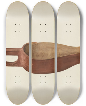 Triptych art skateboard deck of Wilbur M Rice Wooden Meal Scoop by Wilbur M Rice
