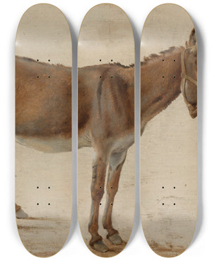 Triptych art skateboard deck of Jacqueslaurent Agasse A Donkey by Jacques Laurent Agasse (1767-1849)