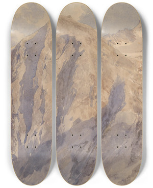 Triptych art skateboard deck of Edward Theodore Compton Hohe Kammer Kitzsteinhorn by Edward Theodore Compton (1849-1921)