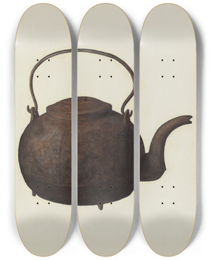 Triptych art skateboard deck of Fred Hassebrock Tea Kettle by Fred Hassebrock