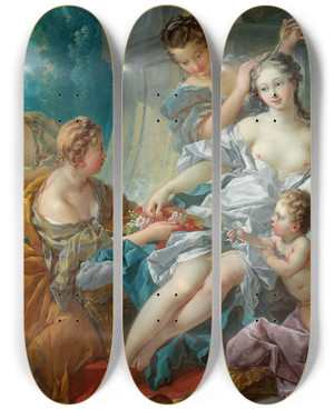 Triptych art skateboard deck of Franois Boucher The Toilet Of Venus by Francois Boucher (1703-1770)