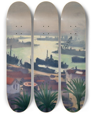 Triptych art skateboard deck of Albert Marquet Alger Temps Sombre Sur Le Port De Lagha by Albert Marquet (1875-1947) Triptych art skateboard deck of Albert Marquet Alger Temps Sombre Sur Le Port De Lagha by Albert Marquet (1875-1947)