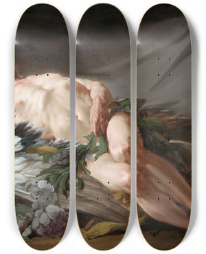 Triptych art skateboard deck of Jean Bernard Restout Sleep by Jean Bernard Restout (1732-1797)