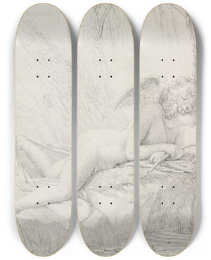 Triptych art skateboard deck of Pierrenarcisse Gurin Repose Of The World by Pierre-Narcisse Gurin (1774-1833)