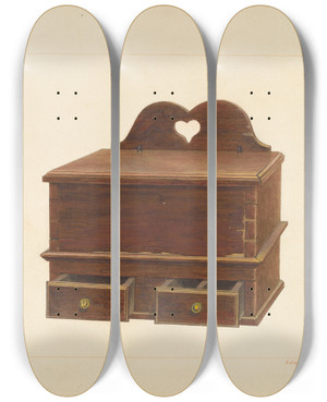 Triptych art skateboard deck of Edward L Loper Cabinet Spice Box by Edward L Loper (1916-2011) Triptych art skateboard deck of Edward L Loper Cabinet Spice Box by Edward L Loper (1916-2011)