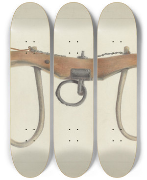 Triptych art skateboard deck of Cornelius Frazier Oxen Yoke by Cornelius Frazier