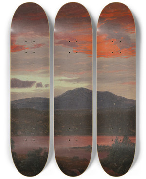 Triptych art skateboard deck of Frederic Edwin Church Mount Katahdin From Lake Katahdin Maine by Frederic Edwin Church (1826-1900) Triptych art skateboard deck of Frederic Edwin Church Mount Katahdin From Lake Katahdin Maine by Frederic Edwin Church (1826-1900)