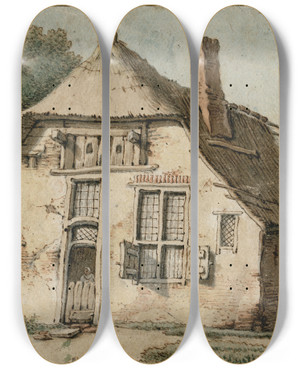 Triptych art skateboard deck of Barend Hendrik Thier Boerenwoning by Barend Hendrik Thier (1751-1814)