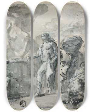 Triptych art skateboard deck of Domenico Mondo Forge Of Vulcan by Domenico Mondo (1723-1806) Triptych art skateboard deck of Domenico Mondo Forge Of Vulcan by Domenico Mondo (1723-1806)