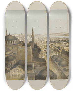 Triptych art skateboard deck of Gaspare Fossati Aya Sofia Constantinople As Recently Restored By Order Of H M The Sultan Abdulmedjid Pl21 by Gaspare Fossati (1809-1883)