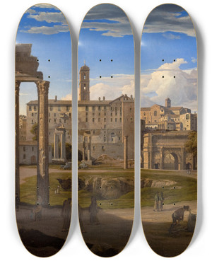 Triptych art skateboard deck of Johann Heinrich Schilbach View Of The Forum Romanum Towards The Capitol by Johann Heinrich Schilbach (1798-1851) Triptych art skateboard deck of Johann Heinrich Schilbach View Of The Forum Romanum Towards The Capitol by Johann Heinrich Schilbach (1798-1851)
