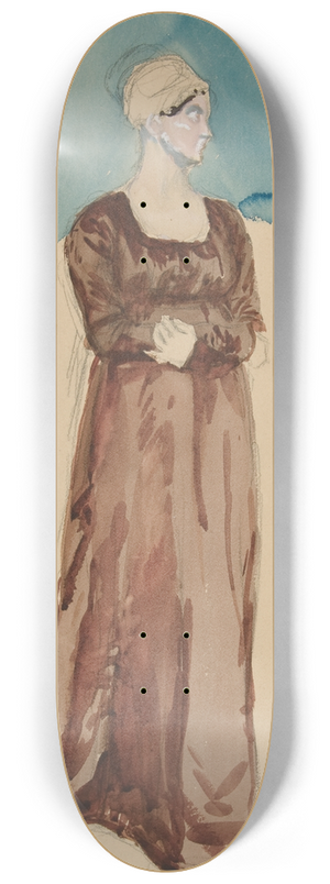 Edwin Austin Abbey - Sketch of a woman 8.25 inch art skate deck