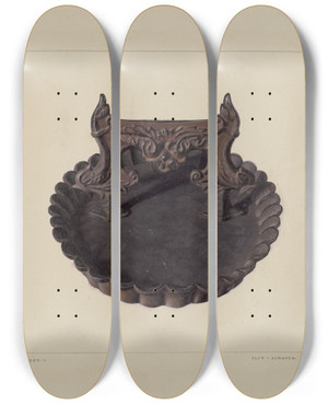 Triptych art skateboard deck of Ralph Morton Foot Scraper by Ralph Morton