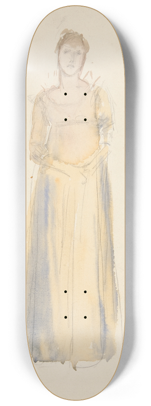 Edwin Austin Abbey - Sketch of a woman (dressed in yellow) 8.25 inch art skate deck
