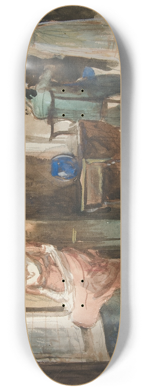 Edwin Austin Abbey - Sketch of figures in an interior 8.25 inch art skate deck