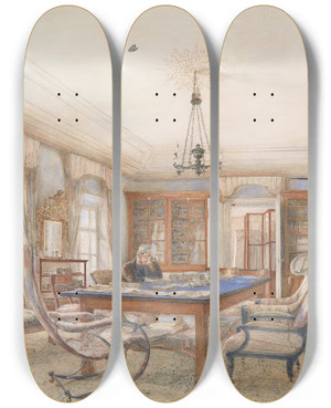 Triptych art skateboard deck of Franz Alt Interieur by Franz Alt (1821-1914)
