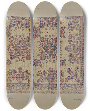Triptych art skateboard deck of Isabelle De Strange Quilt_1 by Isabelle De Strange