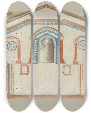 Triptych art skateboard deck of Cornelius Christoffels Wall Painting Reredos by Cornelius Christoffels (1879-1960)