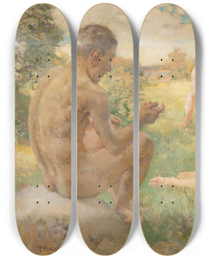 Triptych art skateboard deck of Paul Paede An Afternoon By The Lake by Paul Paede (1868-1929) Triptych art skateboard deck of Paul Paede An Afternoon By The Lake by Paul Paede (1868-1929)