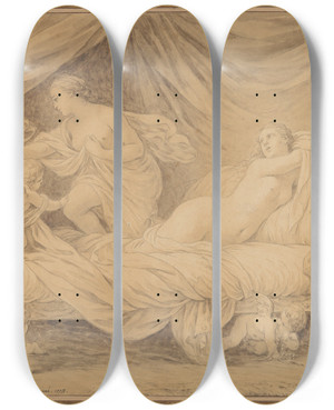 Triptych art skateboard deck of Louisjeanfranois Lagrene Les Grces Lutines Par Les Amours by Louis-Jean-Franois Lagrene (1724-1805)
