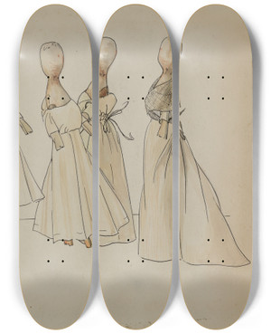 Triptych art skateboard deck of Rosalia Lane Dolls by Rosalia Lane