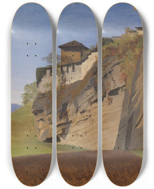 Triptych art skateboard deck of Anton Hlavacek Richterhhe Am Mnchsberg In Salzburg by Anton Hlavacek (1842-1926)