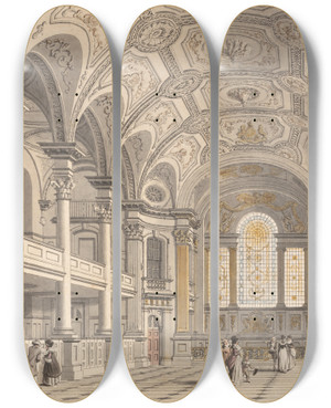 Triptych art skateboard deck of Thomas Malton The Younger St Martininthefields Interior by Thomas Malton the Younger (1748-1804)