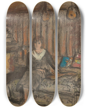 Triptych art skateboard deck of Douard Vuillard Madame Fried Rveuse Tude by douard Vuillard (1868-1940)