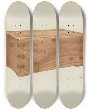 Triptych art skateboard deck of Edward Jewett Chest by Edward Jewett (20-)
