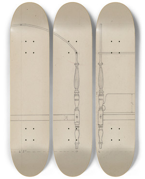 Triptych art skateboard deck of Bernard Gussow Desk_1 by Bernard Gussow