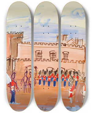 Triptych art skateboard deck of Raoul Dufy La Relve De La Garde by Raoul Dufy (1877-1953)