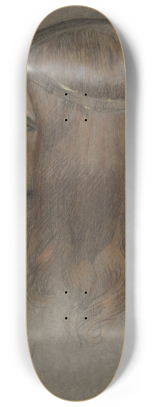 Edwin Austin Abbey - Study for the Head of Hamlet, for The Play Scene, in Hamlet 8.25 inch art skate deck