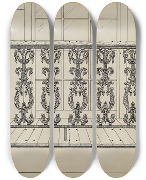 Triptych art skateboard deck of Ray Price Cast Iron Balcony Rail_3 by Ray Price (20-)