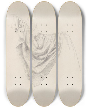 Triptych art skateboard deck of Adolph Tidemand Study Of Apron by Adolph Tidemand (1814-1876)