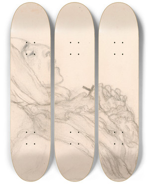 Triptych art skateboard deck of James Ensor My Dead Mother Ii by James Ensor (1860-1949)