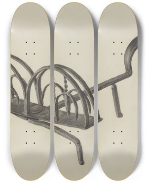 Triptych art skateboard deck of Jacob Lipkin Toast Rack by Jacob Lipkin