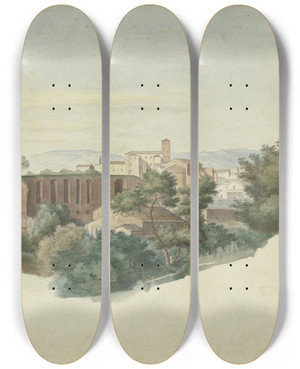 Triptych art skateboard deck of Friedrich Von Olivier Blick Auf Ss Giovanni E Paolo In Rom by Friedrich Von Olivier (1791-1859) Triptych art skateboard deck of Friedrich Von Olivier Blick Auf Ss Giovanni E Paolo In Rom by Friedrich Von Olivier (1791-1859)
