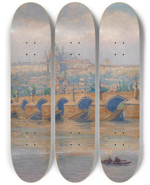 Triptych art skateboard deck of Heinrich Tomec Prag by Heinrich Tomec (1863-1928)